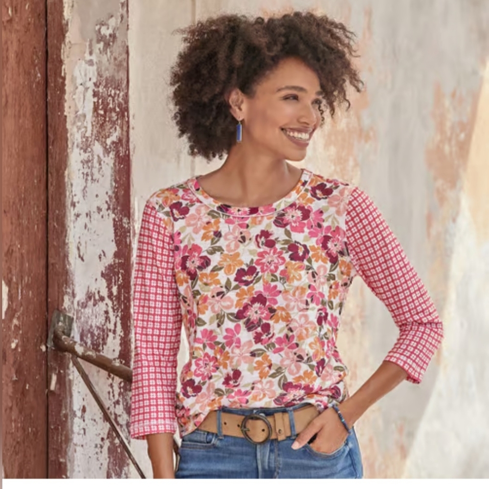 Sundance cotton slub 3/4 sleeve top